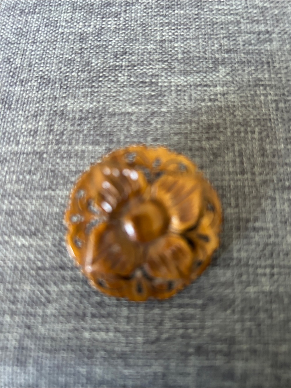 Vintage Amber Carved Floral Brooch